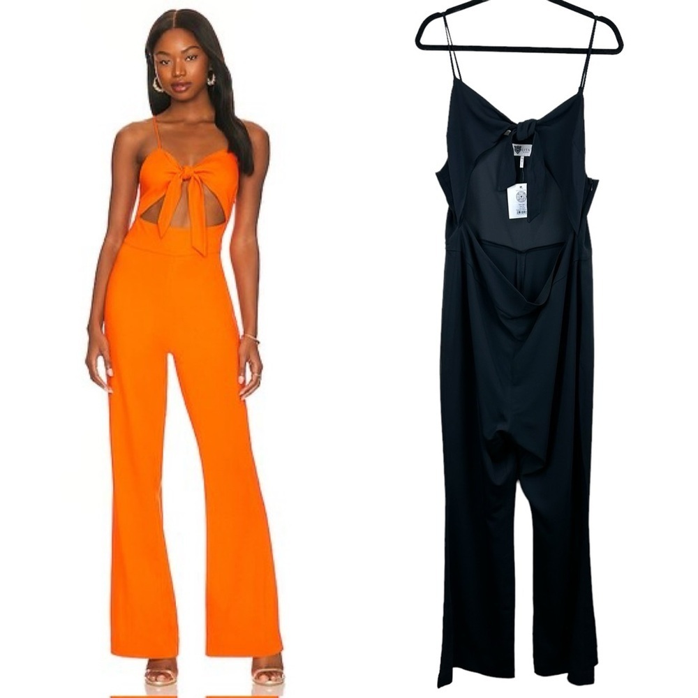 NWT Lita by Ciara Revolve Tie Front Cut Out Jumpsuit Black Size XXL